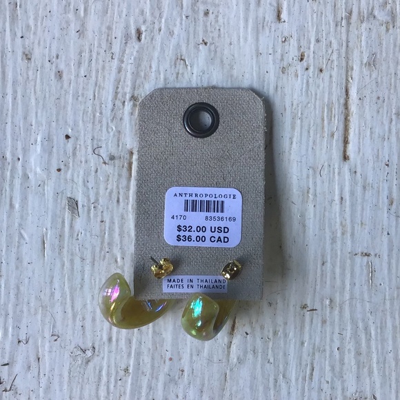 Anthropologie EARRINGS Iridescent Resin HOOPS - Picture 3 of 3